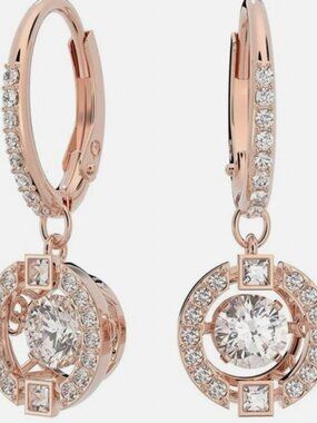 Swarovski Drop Earrings Round Cut White 5504753